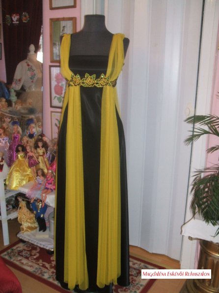 Fekete - sárga alkalmi ruha