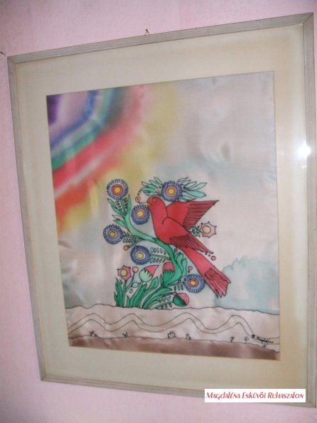 Paradicsom madár hernyóselyem festmény.